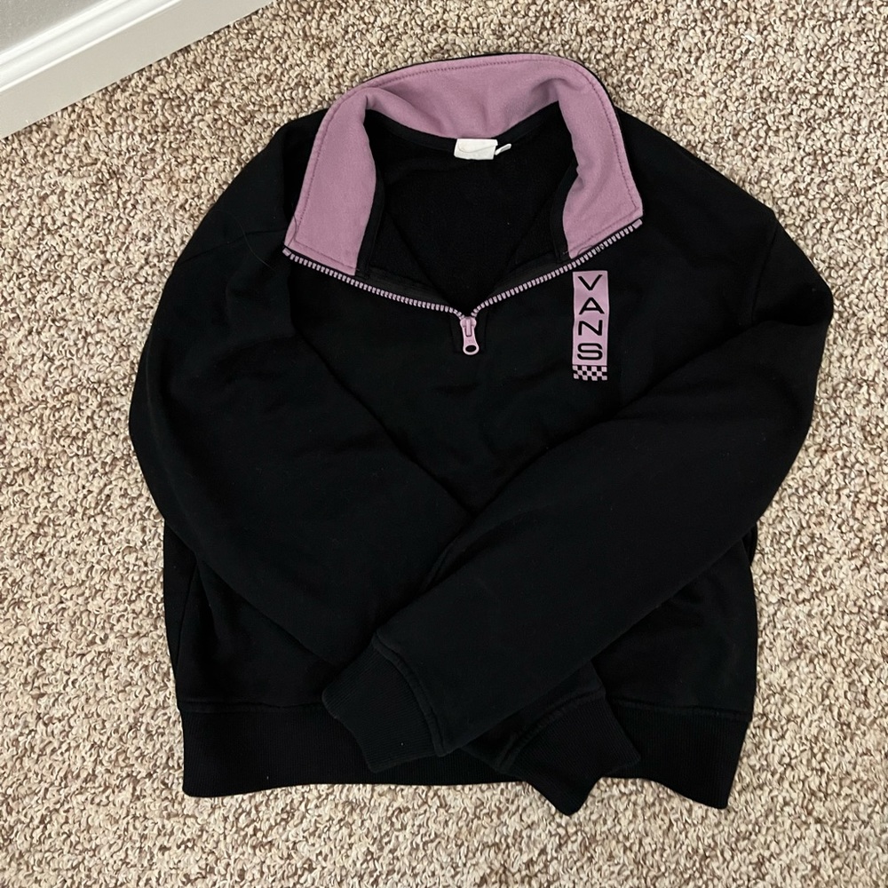 Vans Cropped zip crew sweatshirt Black & Lavender